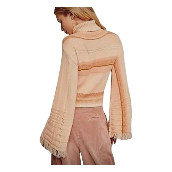 Free People boho jamgirl pumpkinpatch bellsleeve w fringe cropped Sweater XS - Picture 8 of 16